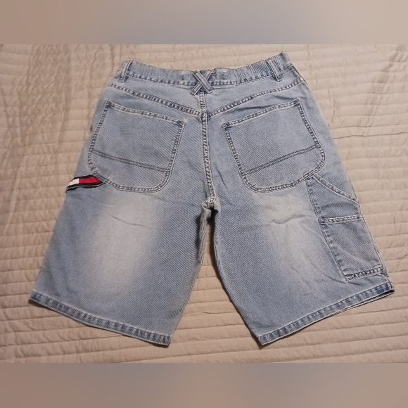 VTG RARE Y2K Tommy Jeans Red Label Denim Utility Distressed Shorts Mens Size 32 - Picture 2 of 12